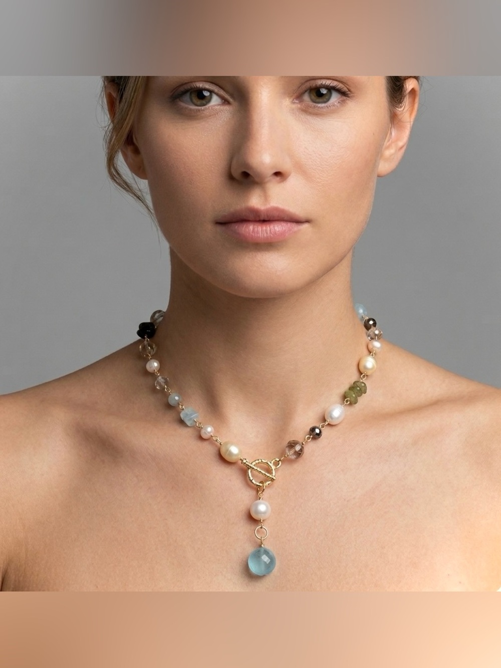 NWT Multi Gem Stone Gold Necklace